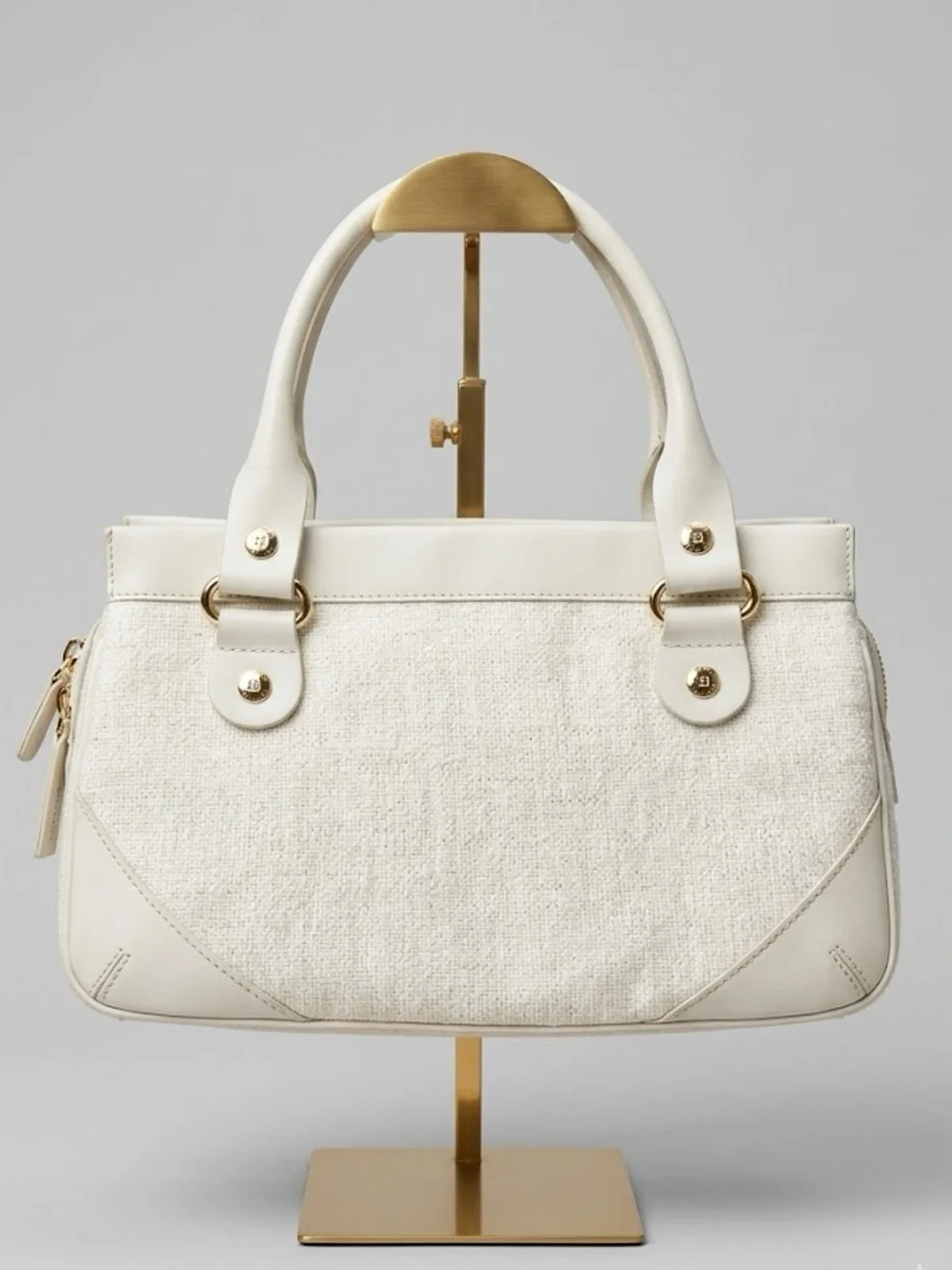 kate spade Ivory Woven & Leather Satchel